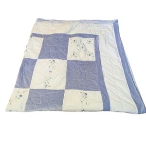 Vintage Comforter Velvet Cotton Bedspread Queen Rosettes Patchwork